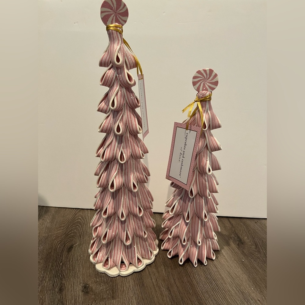 SOLD!!! Pretty Cupcakes and Cashmere Candy Striped Trees- Set of 2- NWT - Picture 3 of 6